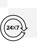 Icon for 24x7 accessibility across the globe.